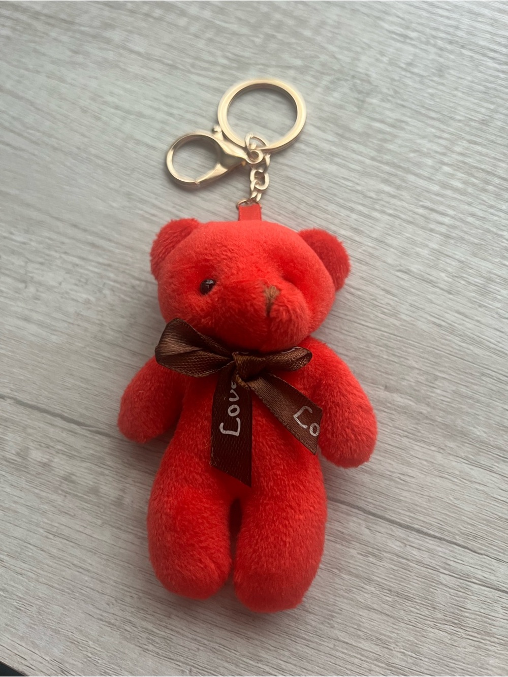 5/$25 Red Plush Bear Keychain with Ribbon
